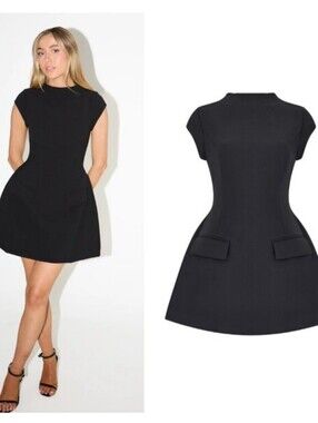 Odd Muse The Ultimate Muse Cap Sleeve Mini Dress in Black XL